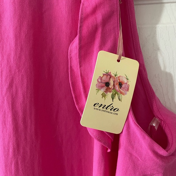 NWT Entro Pink Cold Shoulder Halter Top with Bow - Picture 8 of 11